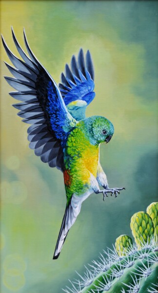 Painting titled "tropical bird" by Vladlena Chanysheva, Original Artwork, Oil