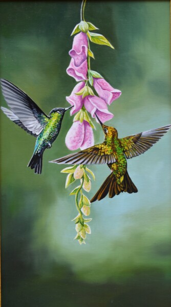 Painting titled "tropical bird 2" by Vladlena Chanysheva, Original Artwork, Oil