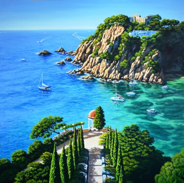 绘画 标题为“The Emerald coast o…” 由Vladlena Chanysheva, 原创艺术品, 油 安装在木质担架架上