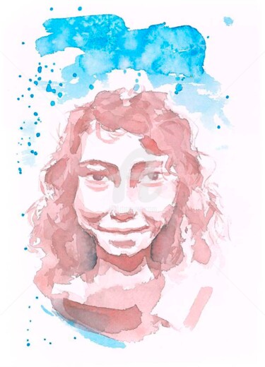 Painting titled "Girl" by Vladlena Dudchak, Original Artwork, Watercolor