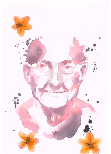Картина под названием "Grandfather" - Vladlena Dudchak, Подлинное произведение искусства, Акварель