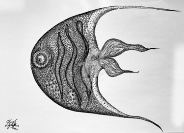 Zeichnungen mit dem Titel "Dream fish." von Vladlena Dudchak, Original-Kunstwerk, Gel Stift