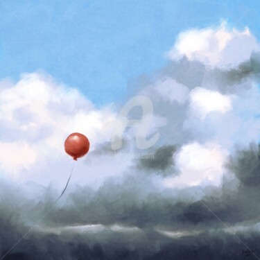 Grafika cyfrowa / sztuka generowana cyfrowo zatytułowany „Red balloon in a ch…” autorstwa Vladlena Dudchak, Oryginalna praca…