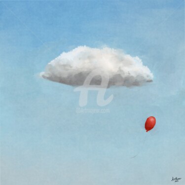 Artes digitais intitulada "Red balloon in a ch…" por Vladlena Dudchak, Obras de arte originais, Pintura digital