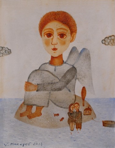 Peinture intitulée "Our Angel" par Vladimir Makeyev, Œuvre d'art originale, Huile