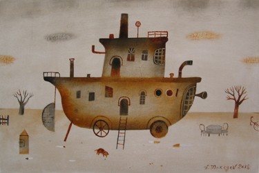 Pintura intitulada "Going to distant la…" por Vladimir Makeyev, Obras de arte originais, Óleo