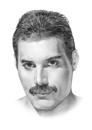 Drawing titled "Freddie Mercury, Qu…" by Vlado Ondo, Original Artwork, Pencil