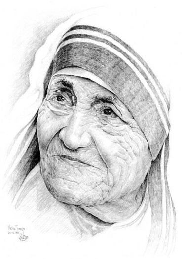 Drawing titled "mother theresa" by Vlado Ondo, Original Artwork, Other