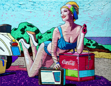 Pintura titulada "The Radio Plays Jazz" por Vlado Vesselinov, Obra de arte original, Oleo Montado en Bastidor de camilla de…
