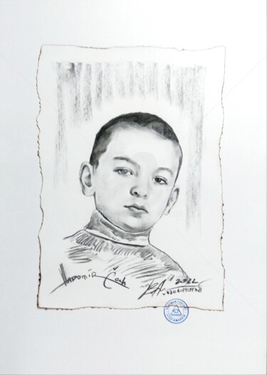 Tekening getiteld "Charcoal portrait" door Vladomir Czech, Origineel Kunstwerk, Houtskool