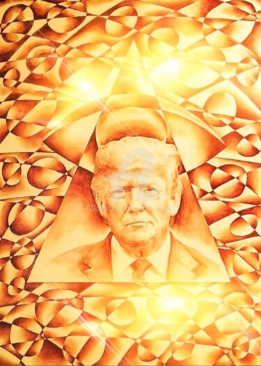 Schilderij getiteld "Amulet - Donald Tru…" door Vladomir Czech, Origineel Kunstwerk, Olie