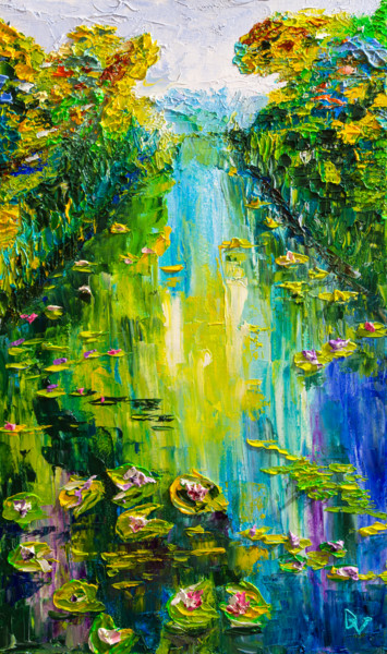 Peinture intitulée "Green river" par Vladyslav Durniev, Œuvre d'art originale, Huile Monté sur Châssis en bois