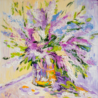 Painting titled "LILAC BOUQUET(FRAME…" by Vladyslav Durniev, Original Artwork, Oil Mounted on Cardboard