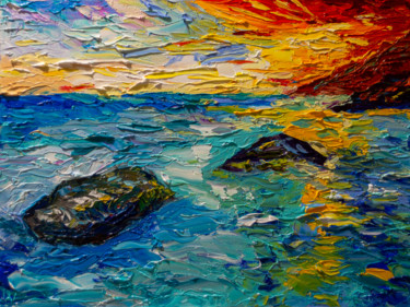 Painting titled "Sea stones" by Vladyslav Durniev, Original Artwork, Oil Mounted on Wood Stretcher frame