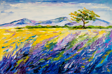 Painting titled "Provence landscape" by Vladyslav Durniev, Original Artwork, Oil Mounted on Wood Stretcher frame