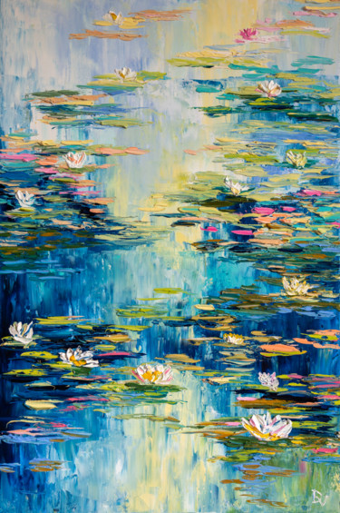 Картина под названием "Summer pond" - Vladyslav Durniev, Подлинное произведение искусства, Масло Установлен на Деревянная ра…