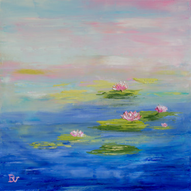 Painting titled "Water lilies" by Vladyslav Durniev, Original Artwork, Oil Mounted on Wood Stretcher frame