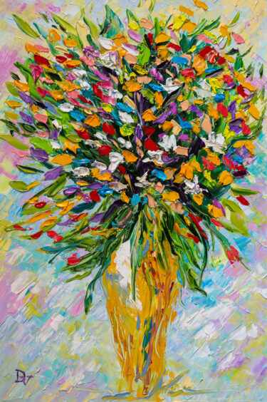 Malerei mit dem Titel "Colorful bouquet" von Vladyslav Durniev, Original-Kunstwerk, Öl