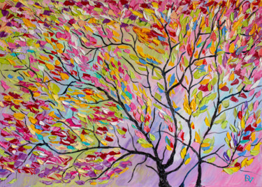 Painting titled "Magic branches" by Vladyslav Durniev, Original Artwork, Oil Mounted on Wood Stretcher frame