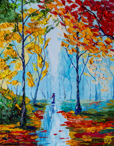Painting titled "Lady autumn" by Vladyslav Durniev, Original Artwork, Oil Mounted on Cardboard
