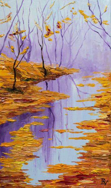 Peinture intitulée "Autumn fog" par Vladyslav Durniev, Œuvre d'art originale, Huile Monté sur Châssis en bois