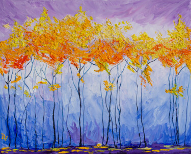 Картина под названием "Golden trees" - Vladyslav Durniev, Подлинное произведение искусства, Масло Установлен на Деревянная р…
