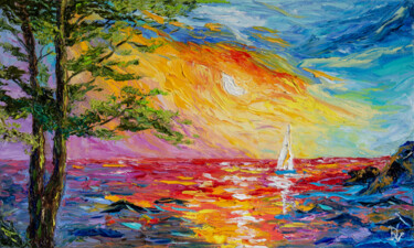 Картина под названием "The sun goes down" - Vladyslav Durniev, Подлинное произведение искусства, Масло Установлен на Деревян…