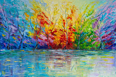 Painting titled "Fall fantasy" by Vladyslav Durniev, Original Artwork, Oil Mounted on Wood Stretcher frame