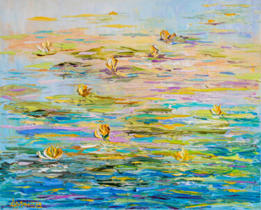 Painting titled "Gentle pond" by Vladyslav Durniev, Original Artwork, Oil Mounted on Wood Stretcher frame