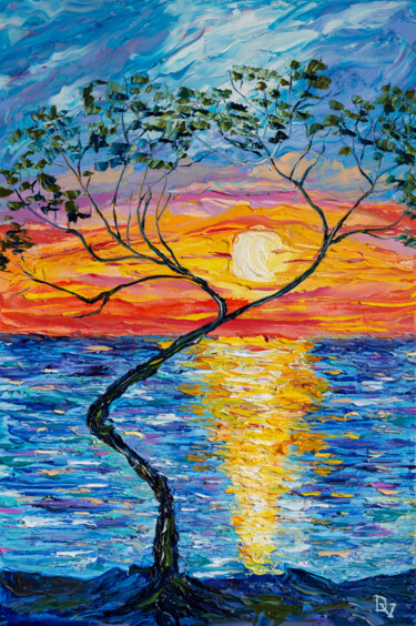 Картина под названием "Sunset mood" - Vladyslav Durniev, Подлинное произведение искусства, Масло Установлен на Деревянная ра…