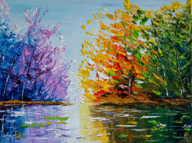 Картина под названием "Mystical lake" - Vladyslav Durniev, Подлинное произведение искусства, Масло Установлен на Деревянная…