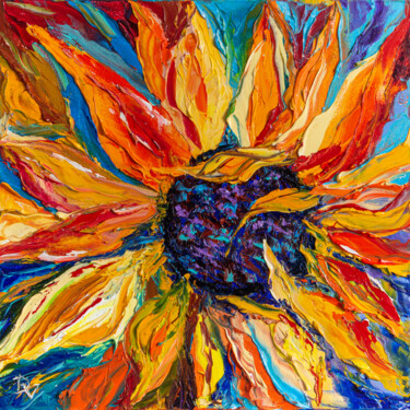 Painting titled "Fire flower" by Vladyslav Durniev, Original Artwork, Oil