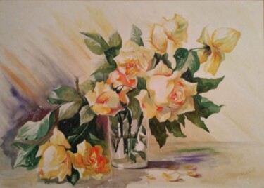Картина под названием "Розы" - Vladyslav Kotul, Подлинное произведение искусства, Акварель