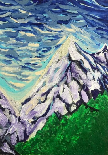 Peinture intitulée "Mountain Alpines" par Vladyslav Savchenko, Œuvre d'art originale, Acrylique