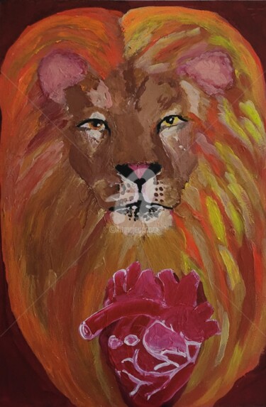 Painting titled "Lion heart" by Vladyslav Savchenko, Original Artwork, Acrylic