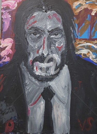 Pintura titulada "John Wick" por Vladyslav Savchenko, Obra de arte original, Acrílico