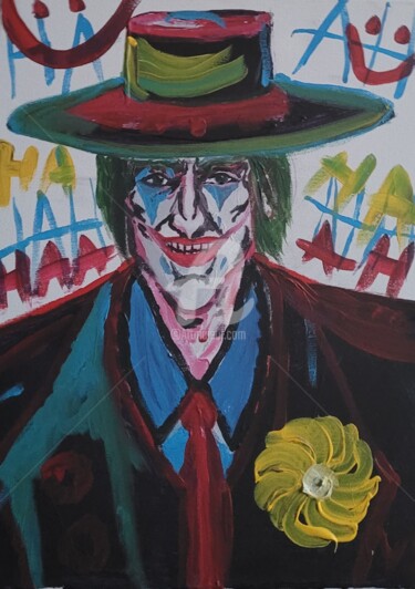 Painting titled "Joker Kill Joke" by Vladyslav Savchenko, Original Artwork, Acrylic Mounted on Wood Stretcher frame