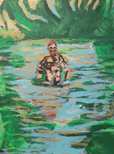 Картина под названием "Taboo hunter" - Vladyslav Savchenko, Подлинное произведение искусства, Акрил Установлен на Деревянная…