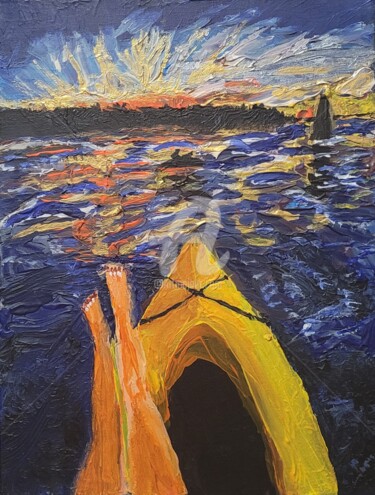 Картина под названием "Kyiv sea" - Vladyslav Savchenko, Подлинное произведение искусства, Акрил Установлен на Деревянная рам…