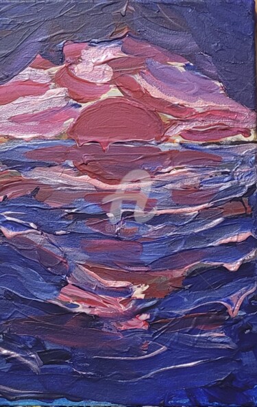 Картина под названием "Ocean sunset" - Vladyslav Savchenko, Подлинное произведение искусства, Акрил Установлен на Деревянная…