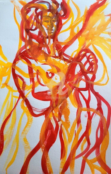 Σχέδιο με τίτλο "Fire angel" από Vladyslav Savchenko, Αυθεντικά έργα τέχνης, Ακουαρέλα