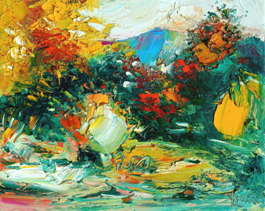 绘画 标题为“Abstract Autumn Pan…” 由Vlas Ayvazyan, 原创艺术品, 油 安装在木质担架架上