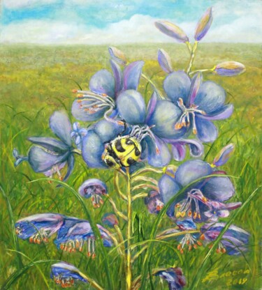 Картина под названием "Поле,русское поле." - Вячеслав Власов, Подлинное произведение искусства, Масло