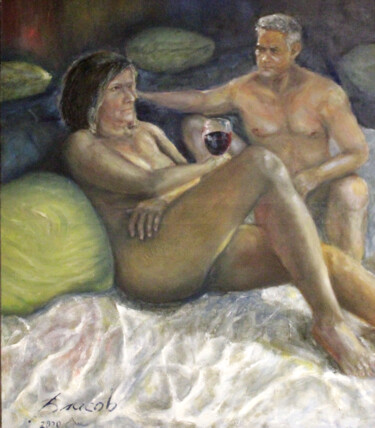Картина под названием "Пьющая кровь" - Вячеслав Власов, Подлинное произведение искусства, Масло
