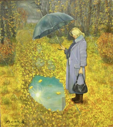 Painting titled "Хранитель солнца" by Viacheslav Vlasov, Original Artwork, Oil