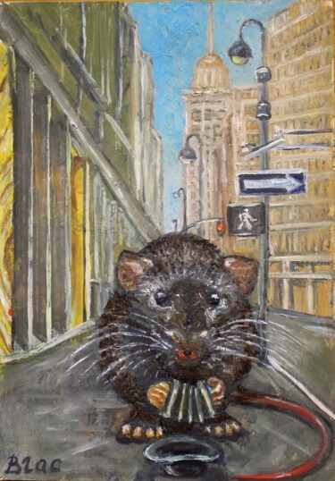 Картина под названием "Крысы Нью-Йорка" - Вячеслав Власов, Подлинное произведение искусства, Масло