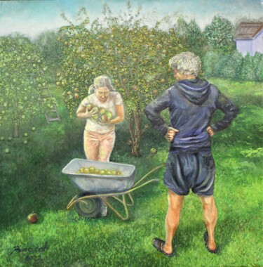 Картина под названием "Яблочный Спас" - Вячеслав Власов, Подлинное произведение искусства, Масло