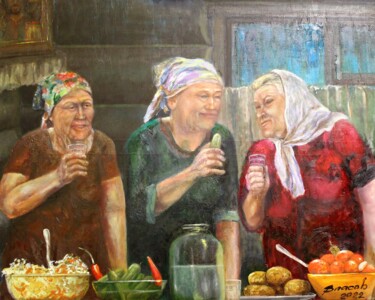 Картина под названием "За здравие!" - Вячеслав Власов, Подлинное произведение искусства, Масло