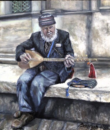 Картина под названием "Старый турок с сазом" - Вячеслав Власов, Подлинное произведение искусства, Масло