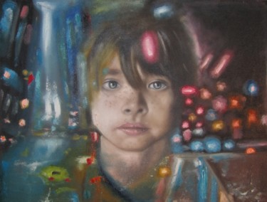 Painting titled "City Boy" by Vlatko Tasevski, Original Artwork, Oil